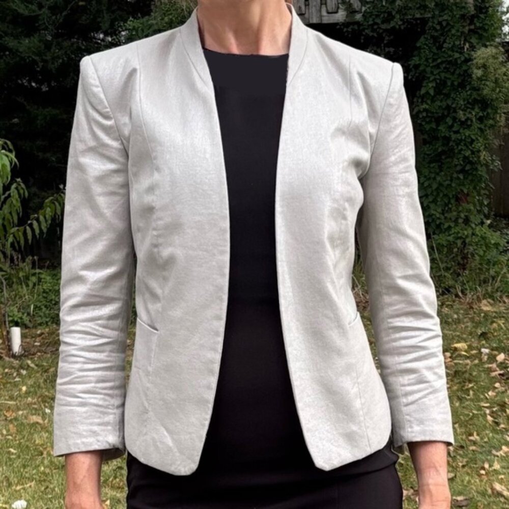 H&M Silver Blazer Linnen/Cotton blend